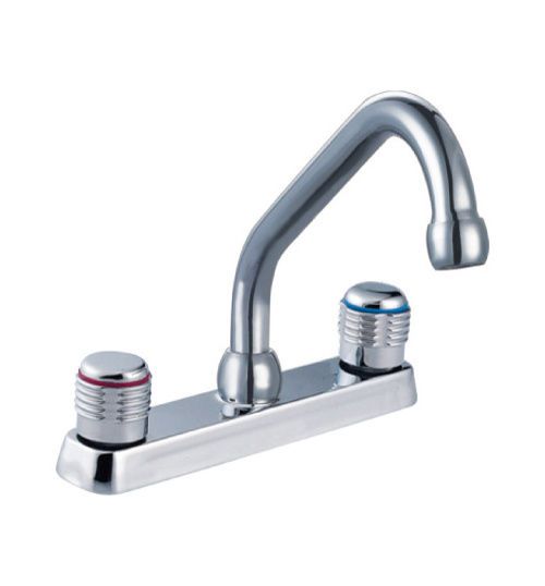 South America Style Stainless Steel Two Holes Kitchen Faucet with Transparent H&C Handle