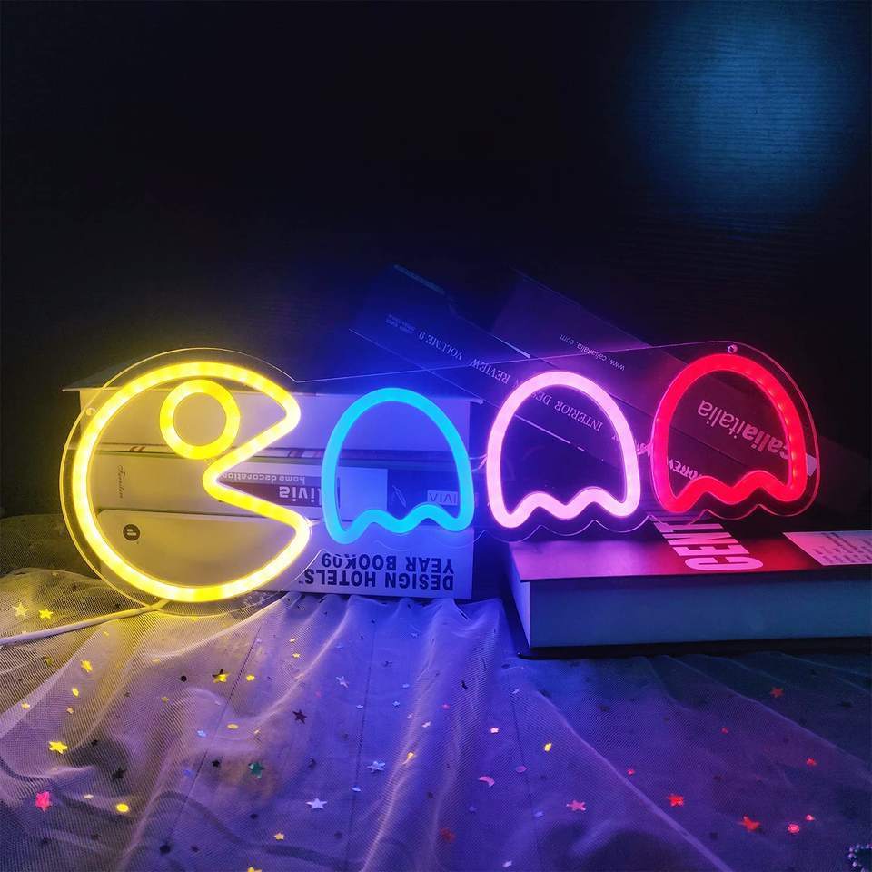 Gaming Sign Retro Arcade Decor Ghost Led Ambient Signs Night led Game Neon Lights for Bedroom Wal