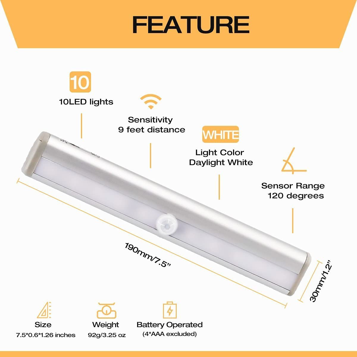 Goldmore LED Closet Light Motion Sensor Activated for Cabinet