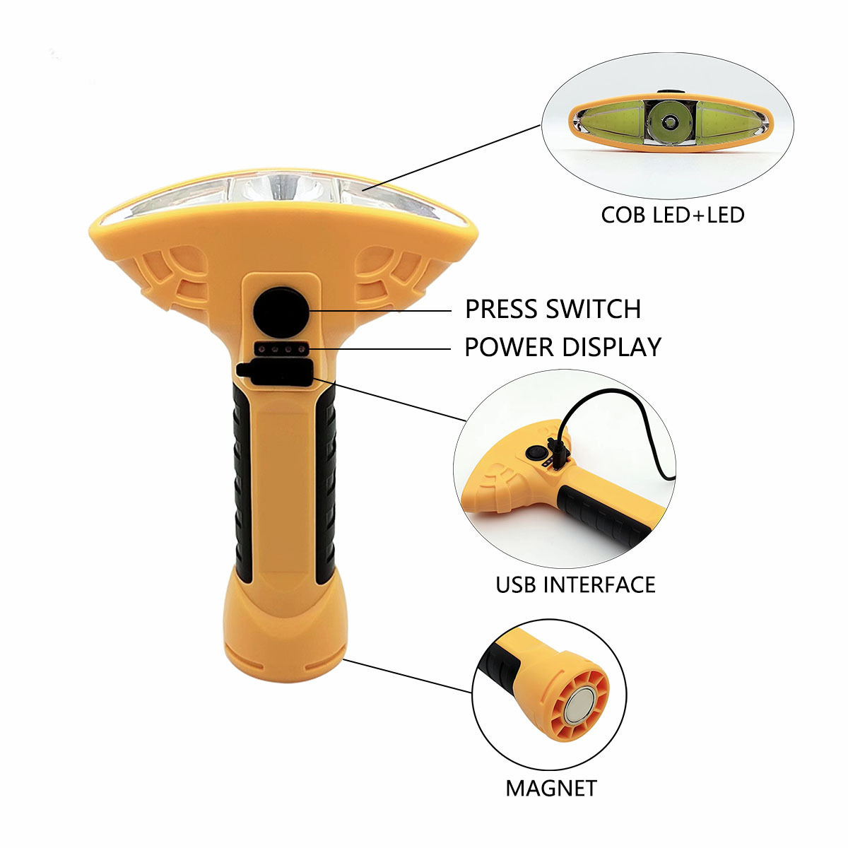 Goldmore4 hot ABS Plastic LED COB Flashlight Mini Portable Hand Lantern AAA Battery Operated LED Torch Working Lights