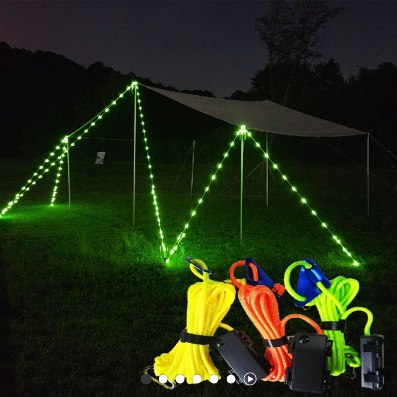 GOLDMORE3/5/10 m  Led light Active luminescence Tent Canopy paracord wind rope with Led light Reflective rope IP66 Wate