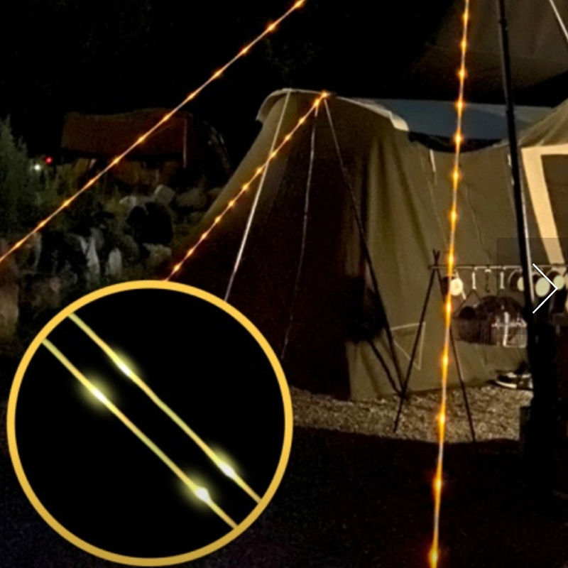 GOLDMORE3/5/10 m  Led light Active luminescence Tent Canopy paracord wind rope with Led light Reflective rope IP66 Wate