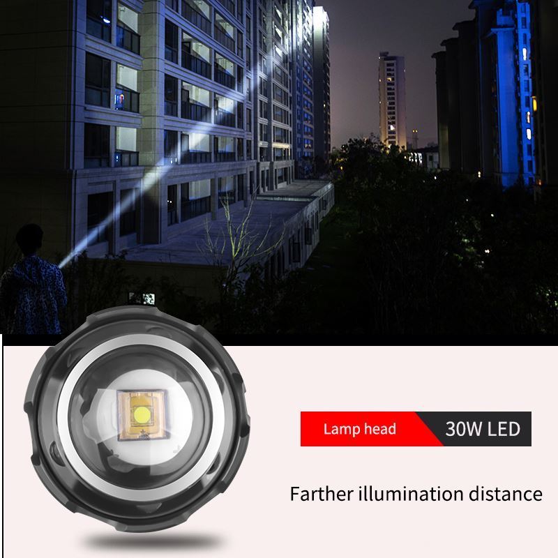 GOLDMORE1 30W 1500M White Flash light Rechargeable Led Torch powerful Ultra long range hand lantern for Outdoor Lamp