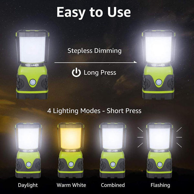 GOLDMORE1 Emergency Hiking Perfect Lantern Flashlight, 4 Light Modes Battery Powered LED 1000LM Tent Light LED Camping Lantern