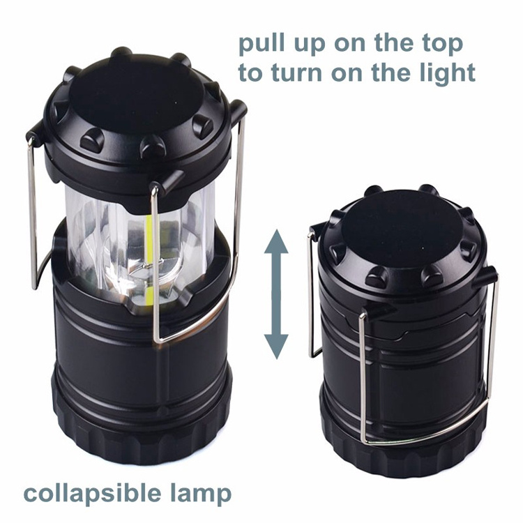 Goldmore high bright Battery Operated emergency collapsible COB camping lantern with magnet&hook, Led Camping Light with hook