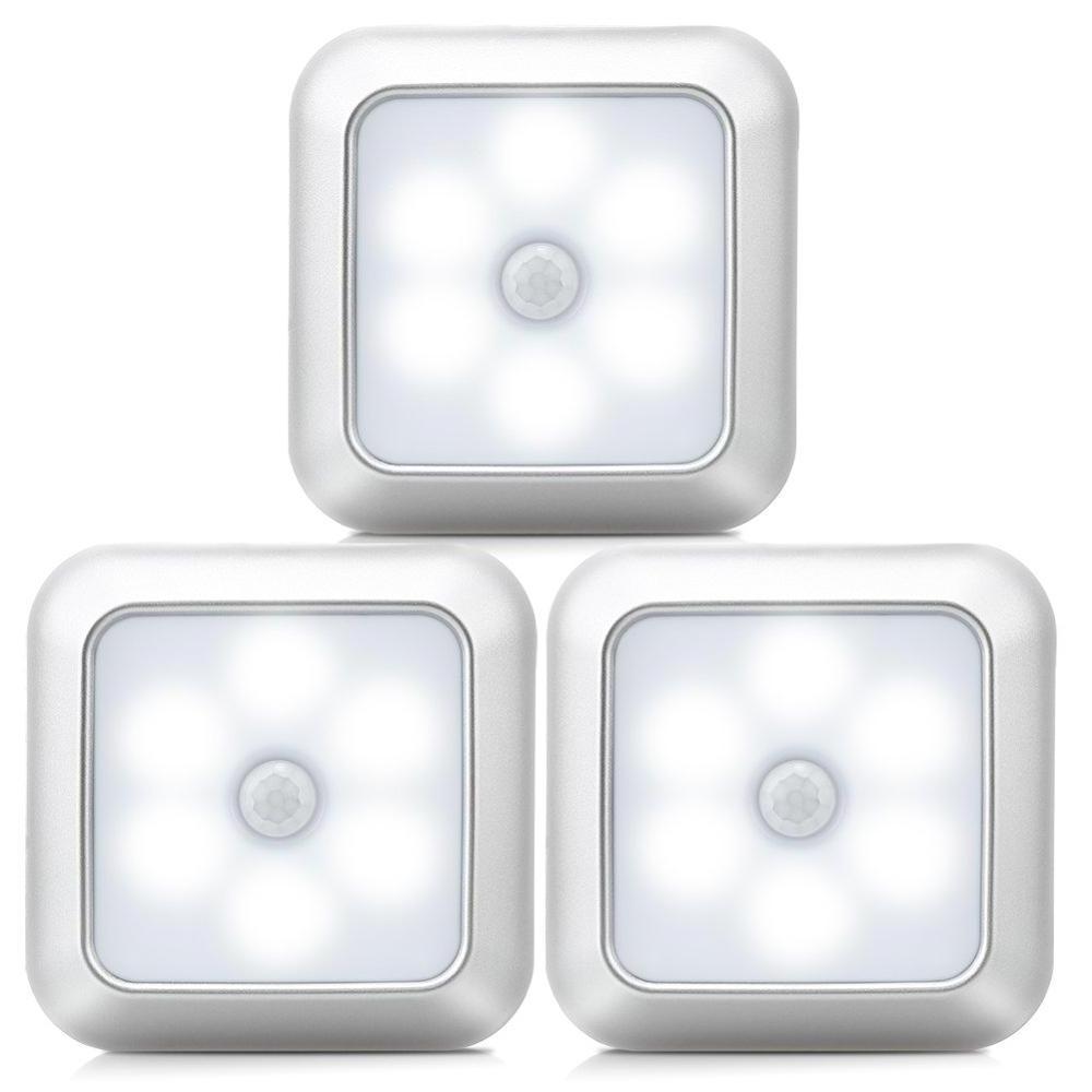 Goldmore battery operated white Cordless 6 LED motion sensor light for Closet,cabinet,Bathroom, Bedroom, Kitchen