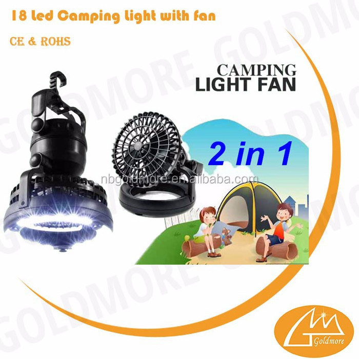 2-in1, 18 LED camping fan with led lighting, small folding for camping lanterns with hanging tent lights