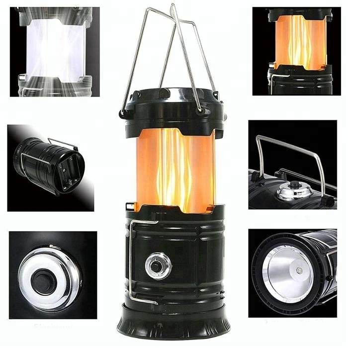 Ningbo Goldmore 2 in 1 LED Flame effect light,3*AA power supplies Outdoor flame telescopic camping Lantern for  camping