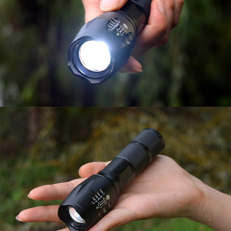 GOLDMORE 2 Flashlight Hand LED flash torch light Outdoor 200 Lumen XML T6 Waterproof LED Zoomable Flashlight