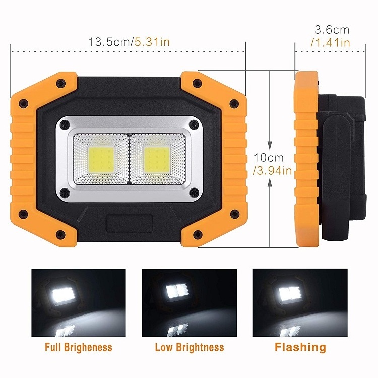 2 COB LED Work Light, Rechargeable Portable Waterproof LED Flood Lights for Outdoor Camping Emergency Car Repairing