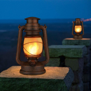 Goldmore Led Vintage Camping Lantern Outdoor Hanging Battery Operated Lantern Indoor Dancing Flame with Two Modes Night Lights