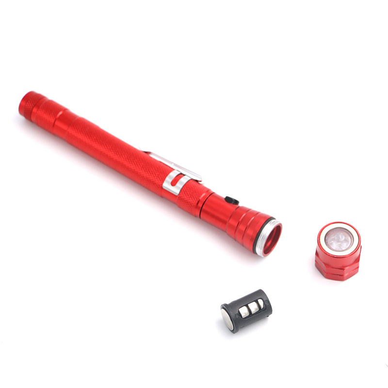 Telescopic Flexible Torch 3 LED Magnetic Light Pick Up Tool Torch Lamp Pickup Flashlight With Clip Magnet 4 Colors