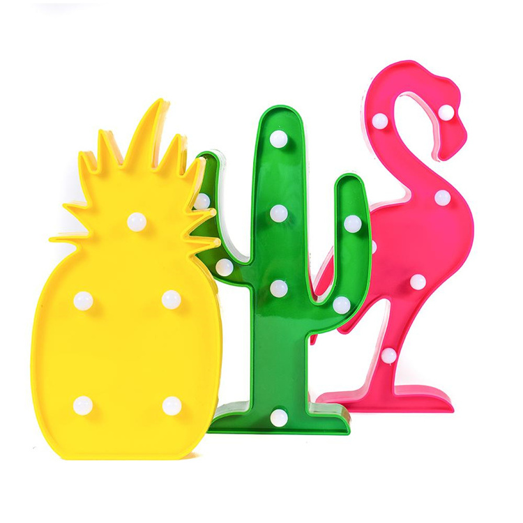 Flamingo Led Light Christmas Wedding Party Decoration Unicorn Head Cactus Pineapple 3D Night Lamp