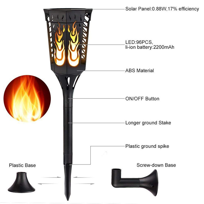 Goldmore  waterproof 96 LED Outdoor Dancing Flickering Torches flame solar garden light