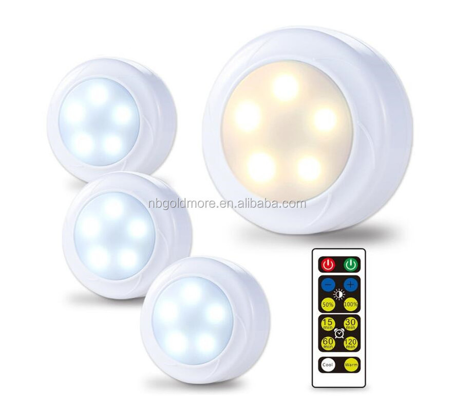 Goldmore Remote Control Wireless LED Puck Lights, Closet Lights  Battery Operated,Kitchen Under Cabinet Light for Night light