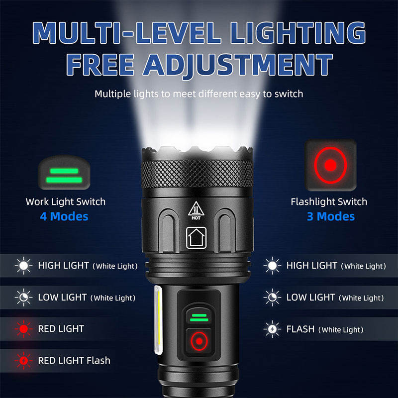 GOLDMORE1 10000 lumens 7 mode waterproof tactical led flashlight flash Xhp160 USB rechargeable outdoor camping flashlight