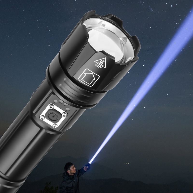 GOLDMORE1 30W 1500M White Flash light Rechargeable Led Torch powerful Ultra long range hand lantern for Outdoor Lamp