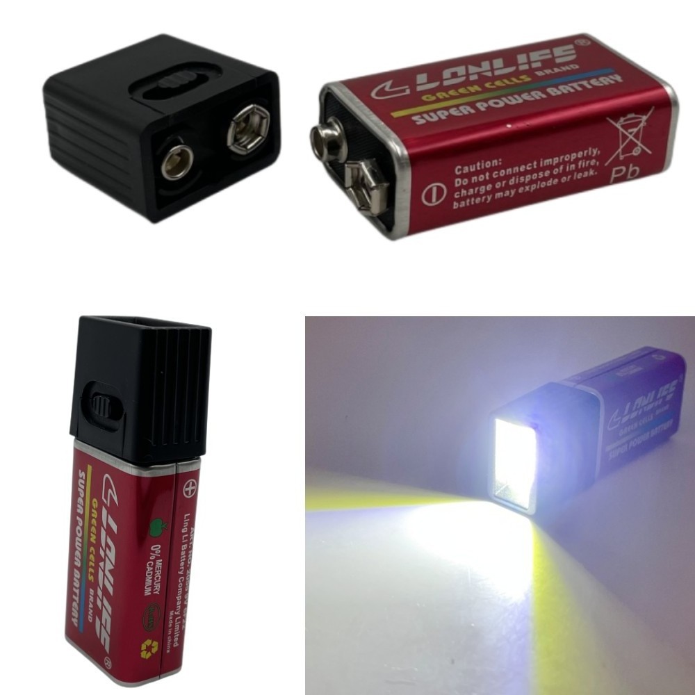 GOLDMORE29V Battery flashlight 9V Mini LED Key light 6F22 Battery strong light COB outdoor lighting flashlight