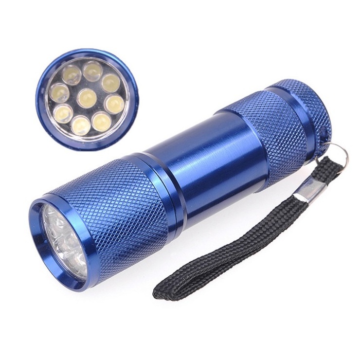 Goldmore Aluminium AAA Dry Battery Powered 9LED Mini Flashlight for Camping, Hiking, Emergency, Hunting