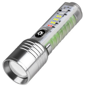 NEW Long Range 30W Tactical Flashlight White Light Zoom Transparent Fluorescent Torch Light With Clip Magnet