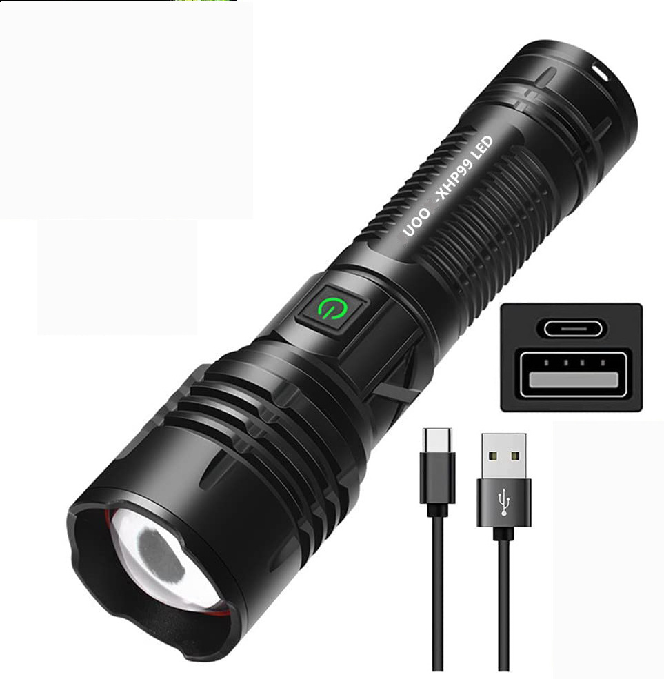 Goldmore Rechargeable Tactical Flashlights High Lumens,1000 Lumens Super Bright 5 Lighting Modes Zoomable IP68 Waterproof