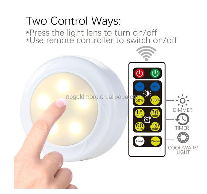 Goldmore Remote Control Wireless LED Puck Lights, Closet Lights  Battery Operated,Kitchen Under Cabinet Light for Night light