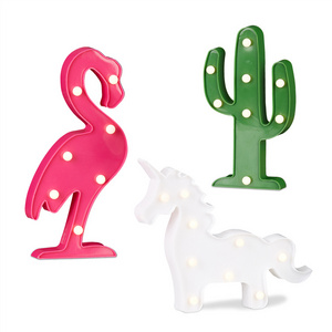 Flamingo Led Light Christmas Wedding Party Decoration Unicorn Head Cactus Pineapple 3D Night Lamp