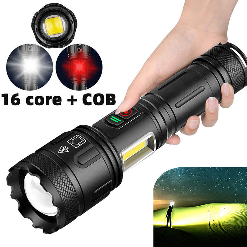 GOLDMORE1 10000 lumens 7 mode waterproof tactical led flashlight flash Xhp160 USB rechargeable outdoor camping flashlight