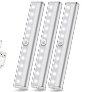 10 LED Motion Sensor Cabinet Light USB Rechargeable Led Closet Light Can Stick On Anywhere