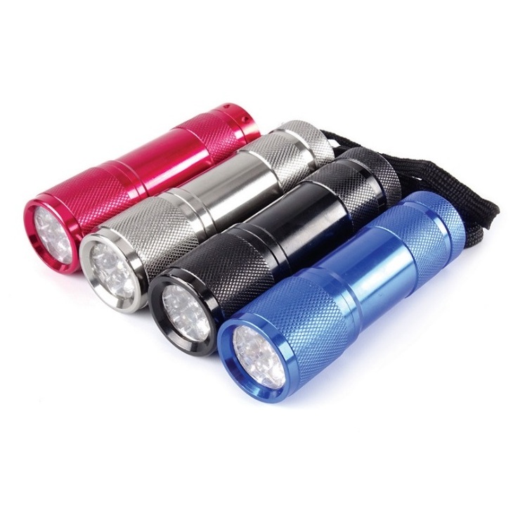 Goldmore Aluminium AAA Dry Battery Powered 9LED Mini Flashlight for Camping, Hiking, Emergency, Hunting