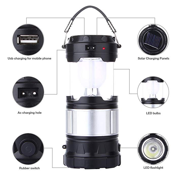 Portable Outdoor Rechargeable Solar LED Camping Light Lantern Handheld Flashlights Outdoor Camping Lamp with USB Charging