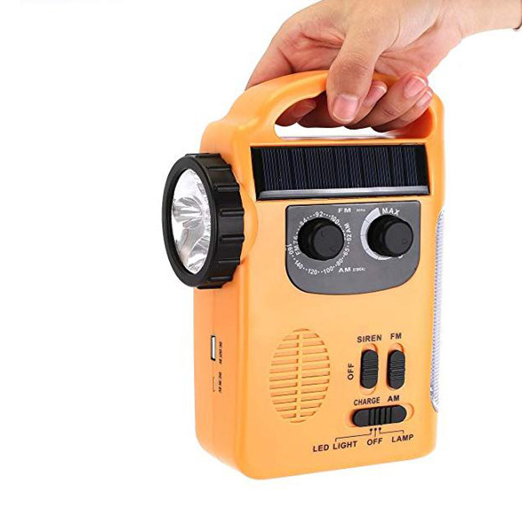 Ningbo 5 LED battery powered solar Radio Dynamo Emergency LED Flashlight for Household Emergency and Outdoor Survival(Yellow)