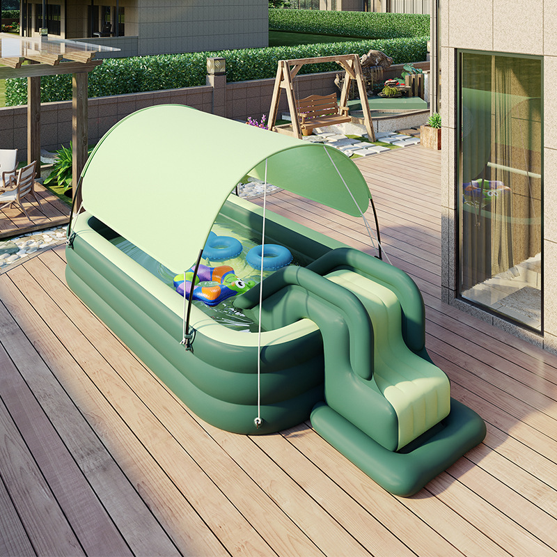 family use High-strength PVC Support Inflatable Swimming Pool with sunshade for kids