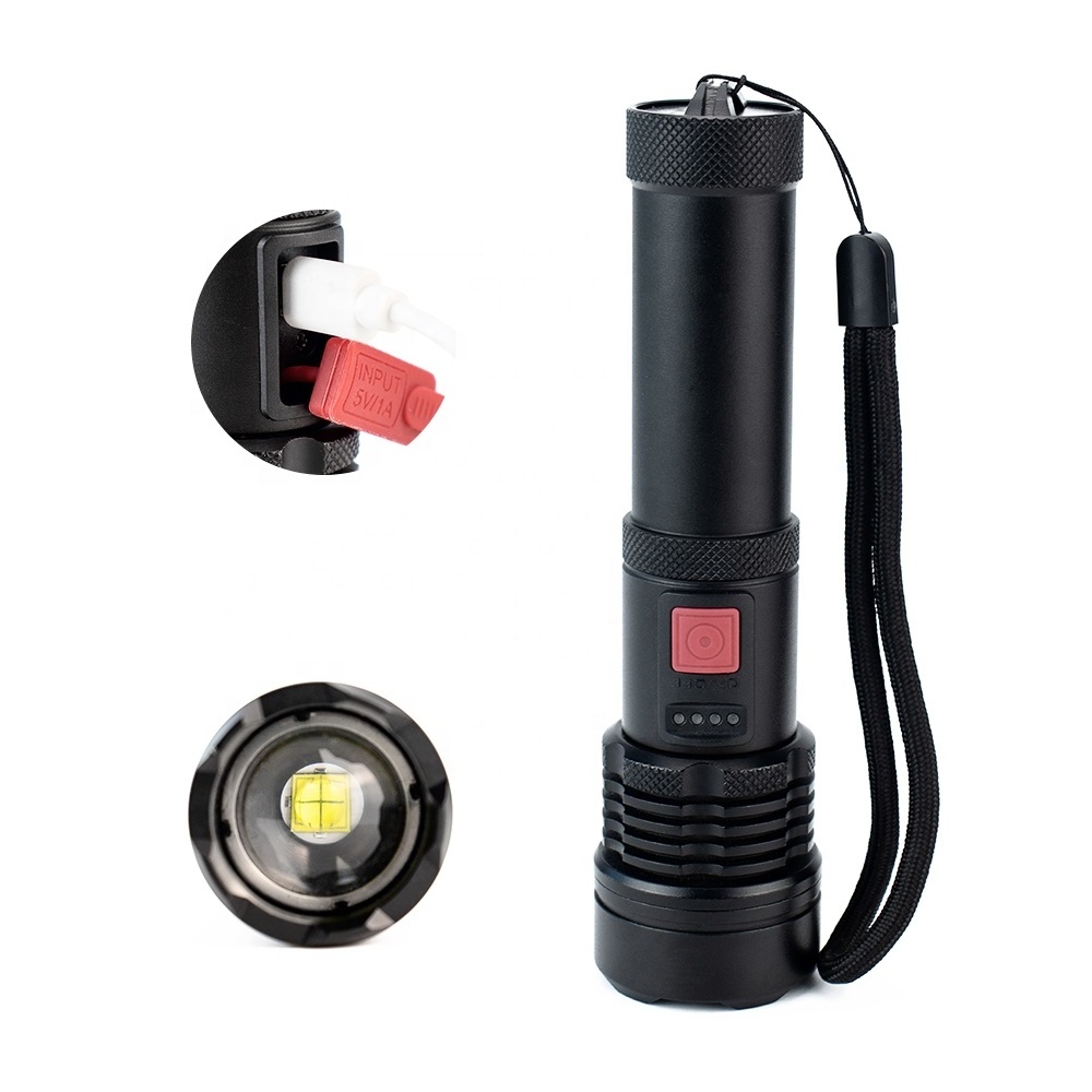 2024 new XHP50 SOS high lumen outdoor hunting torch zoom 18650 battery tactical LED flashlight