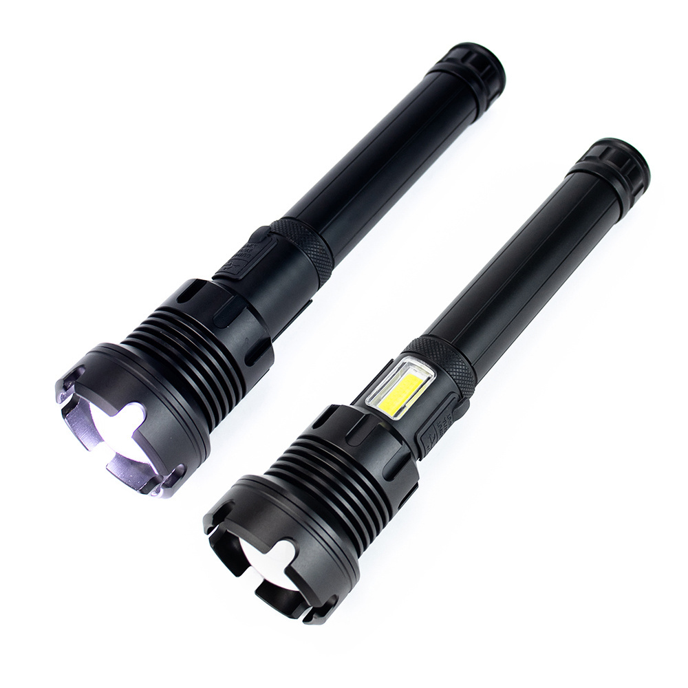 High power flash light rechargeable Aluminum P90 COB 1000 lumens 1200lm zoom torch led with power bank flashlight