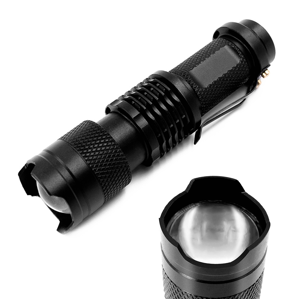 hot sell  Aluminum Alloy LED Lighting Flashlights AA Battery Flashlights Camping Mini  with metal clip