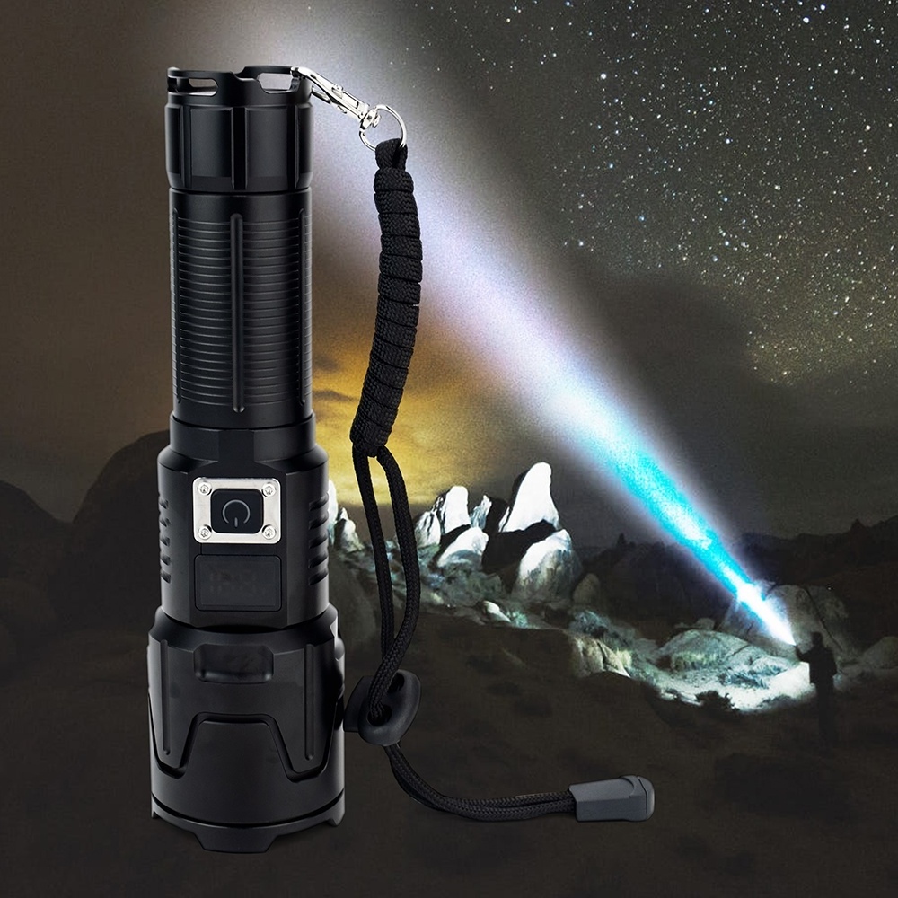 Super bright aluminum usb rechargeable 15w led 1000 lumen type-c charging telescopic high power flashlight