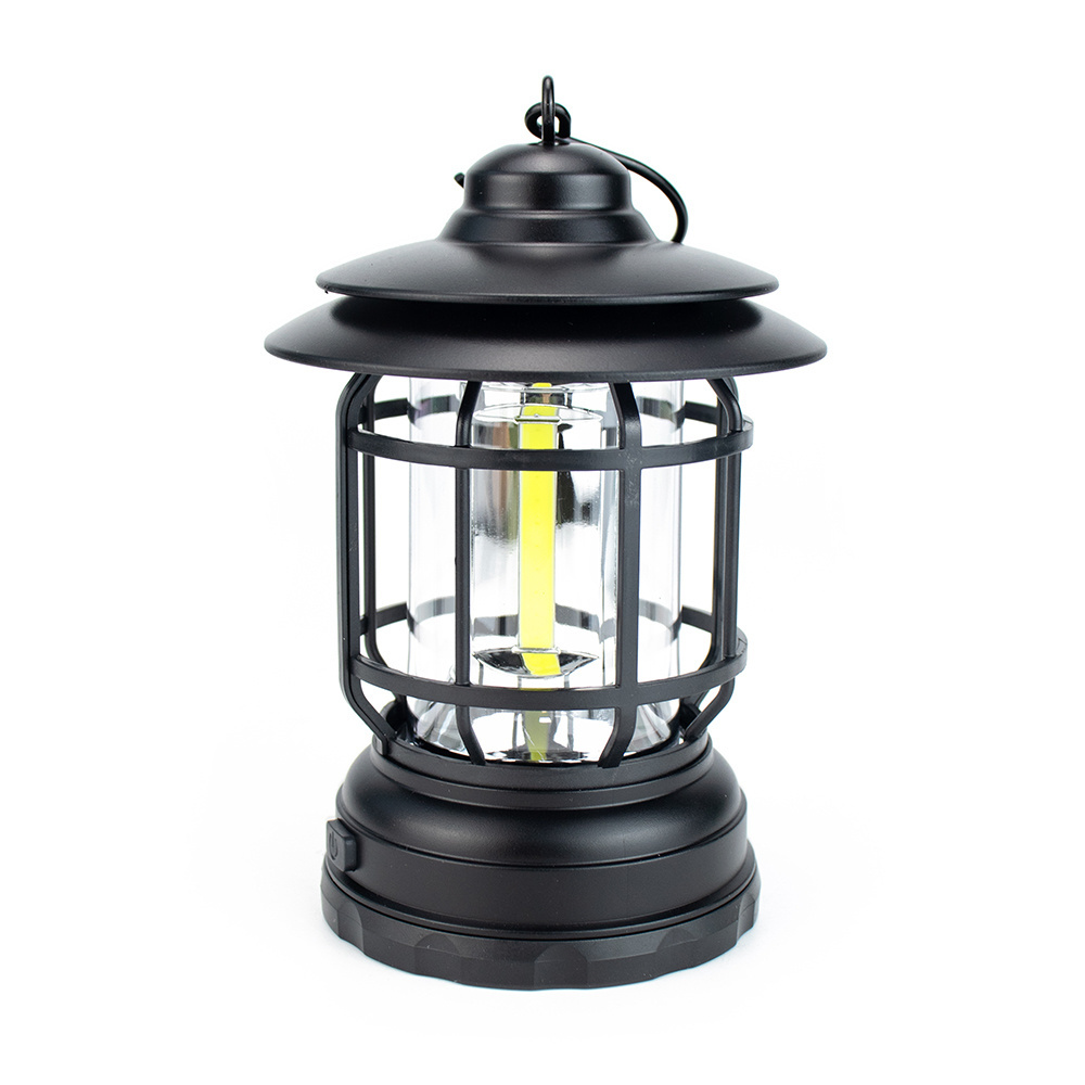 Outdoor garden use plastic Type C Rechargeable yellow lighting Dimmable LED latern camping light