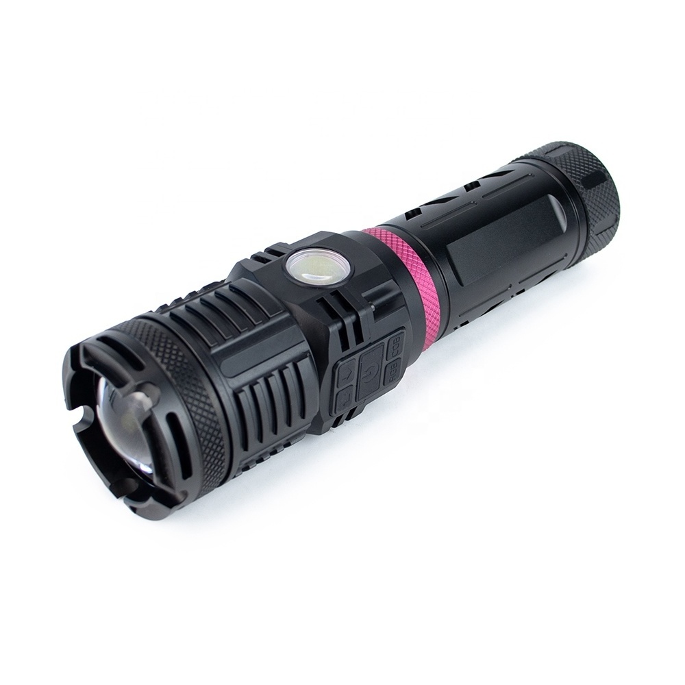 New high lumen 1500lm professional torch outdoor zoom XHP120 COB RGB LED flashlight