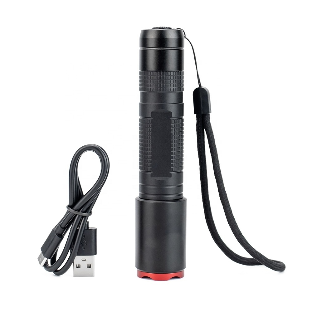 Mini portable led strong light torch home emergency simple led outdoor high brightness 18650 rechargeable flashlight