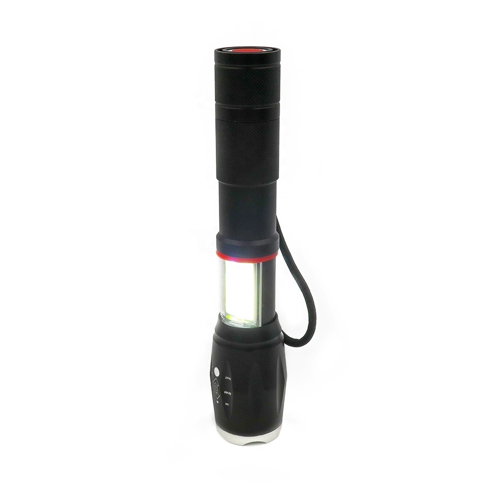 COB zoomable 200LM torch 3*AAA Battery waterproof 18650 tactical led flashlight with SOS light