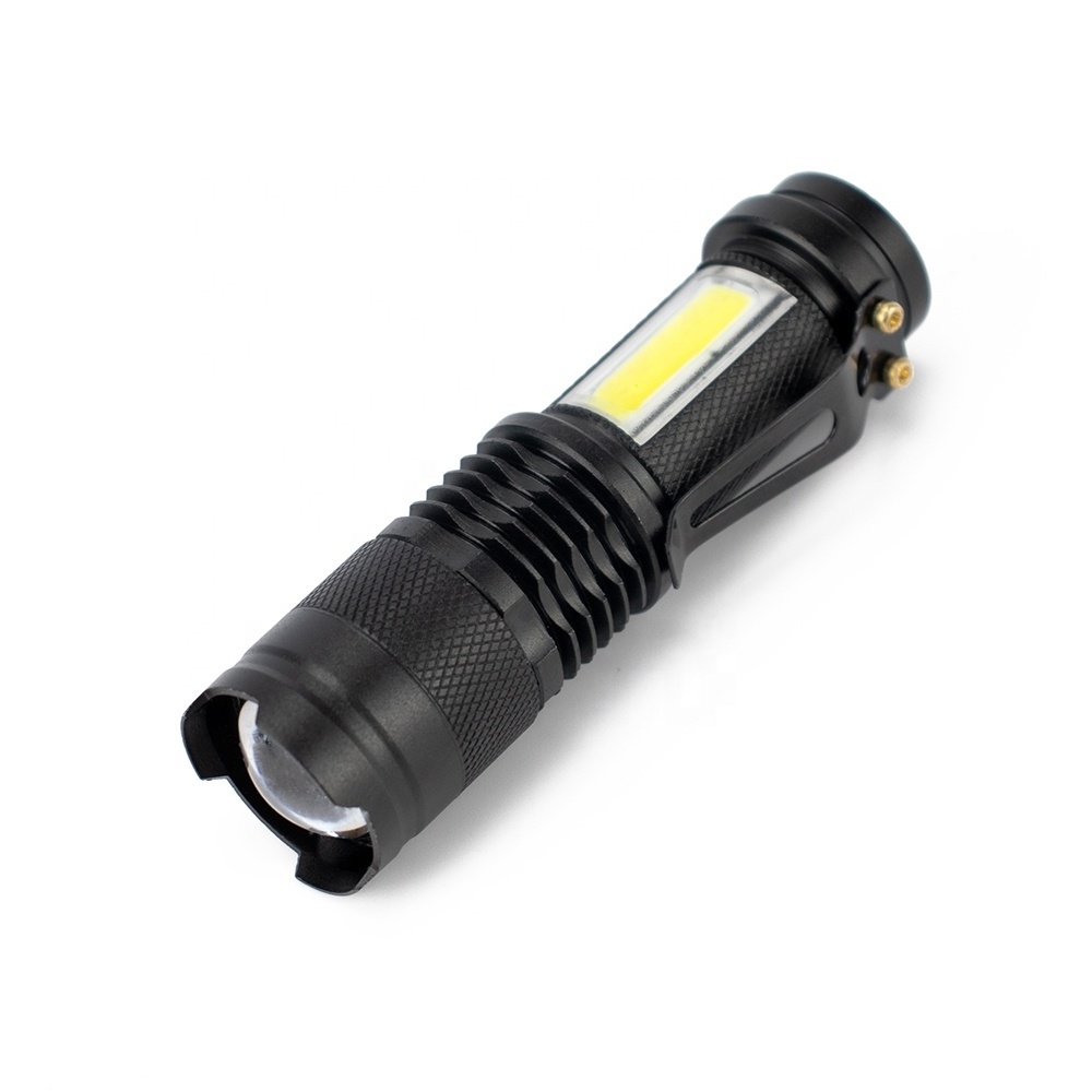 Premium Side COB Floodlight XPE Zoomable Pocket Mini Torch Aluminum Powerful LED Tactical Flashlight