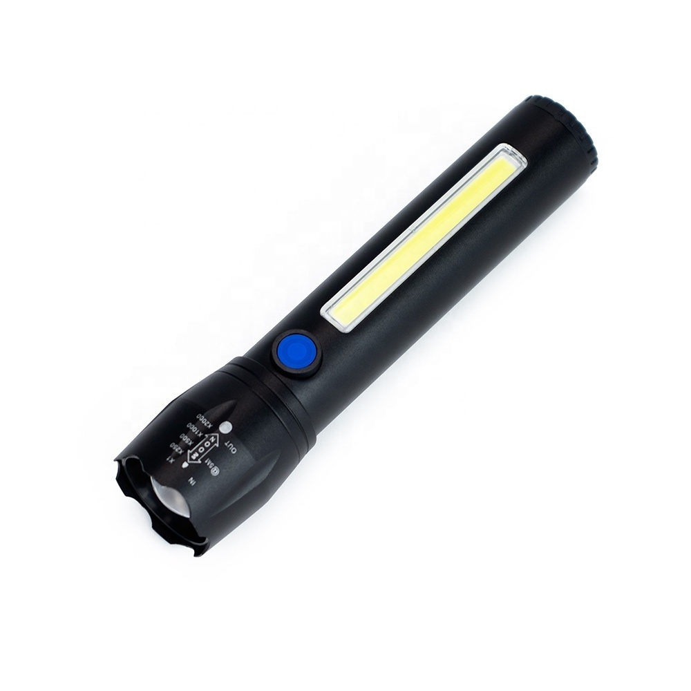 Grandstar hot selling 3 sizes rechargeable 18650 aluminum usb charging strong work light long distance cob led flashlight