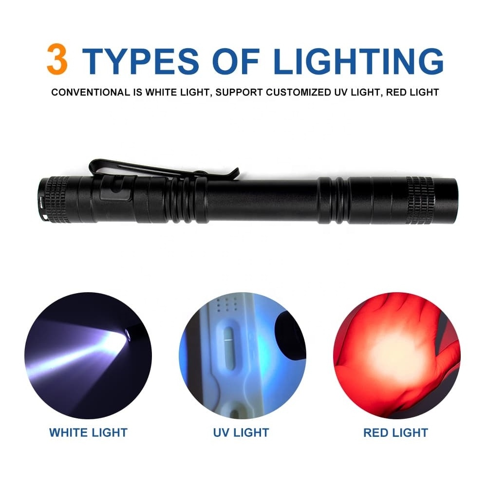 Super Bright Portable 2*AAA Dry Battery  Mini  Led Pocket Medical Tactical  Flashlight Aluminum  XPE Flashlight Torch