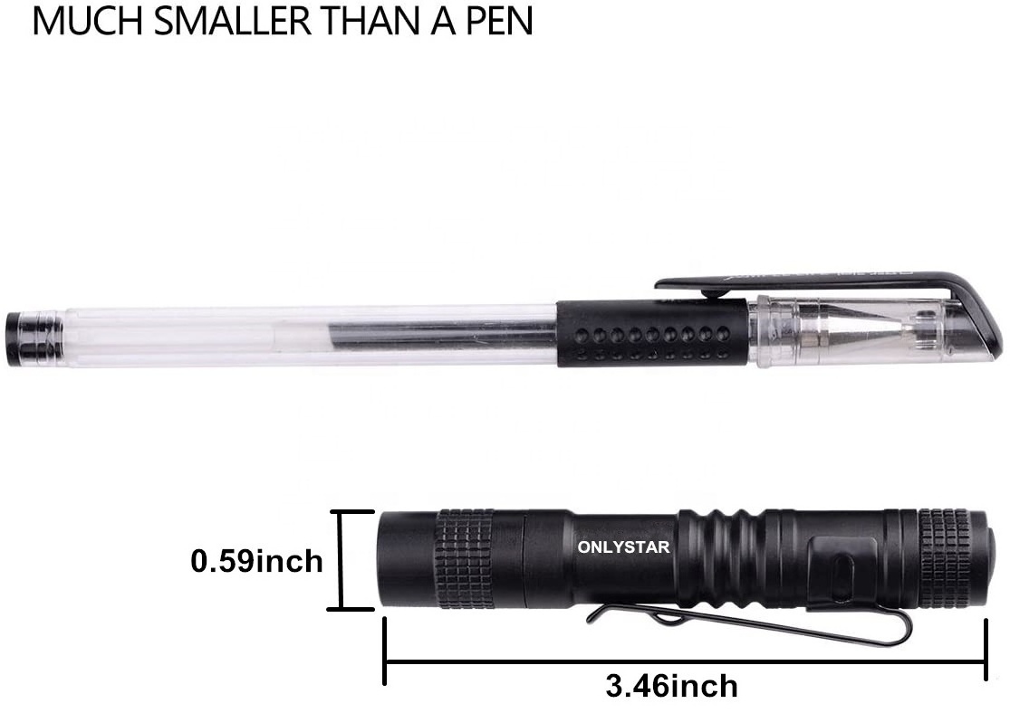 ONLYSTAR Super Small Mini LED Aluminum Battery-Powered Handheld Pen Light Tactical Pocket Torch with Clip