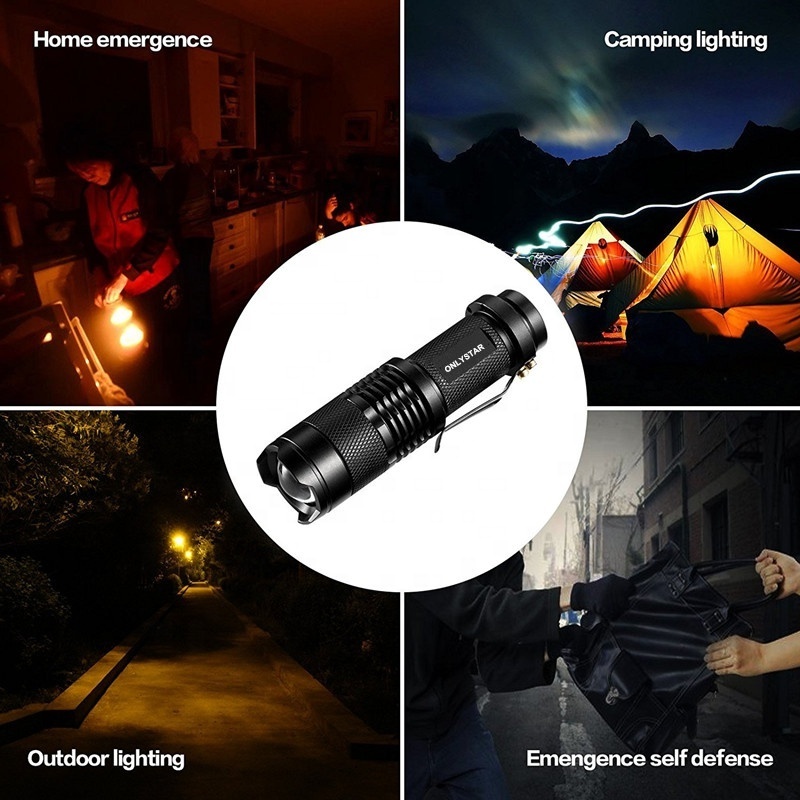 Mini Small Portable Super lighting  Zoom Aluminum alloy kids light 3w rechargeable bright  led tactical flashlight  with clip