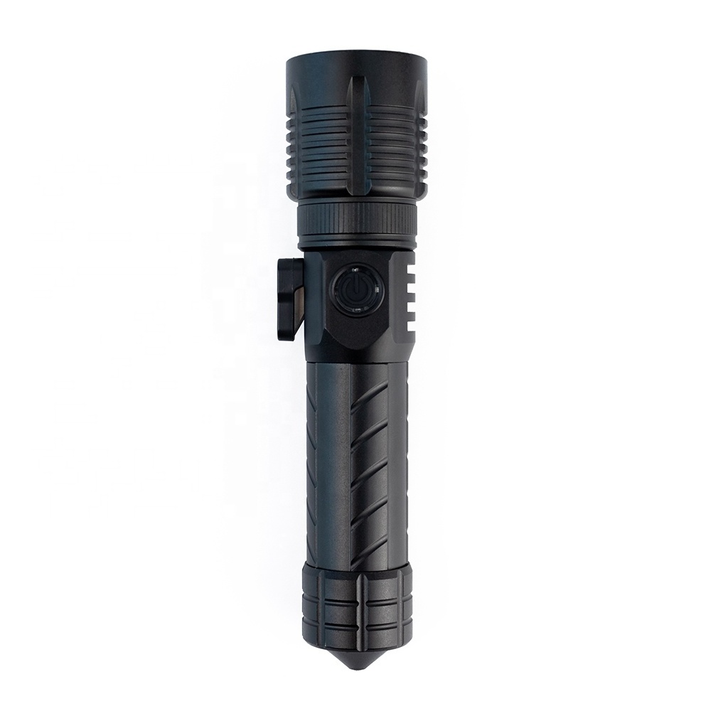 Outdoor Emergency Hammer Cutter Usb Rechargeable Tactical LED Torch Multifunctional Portable P50 LED Flashlight