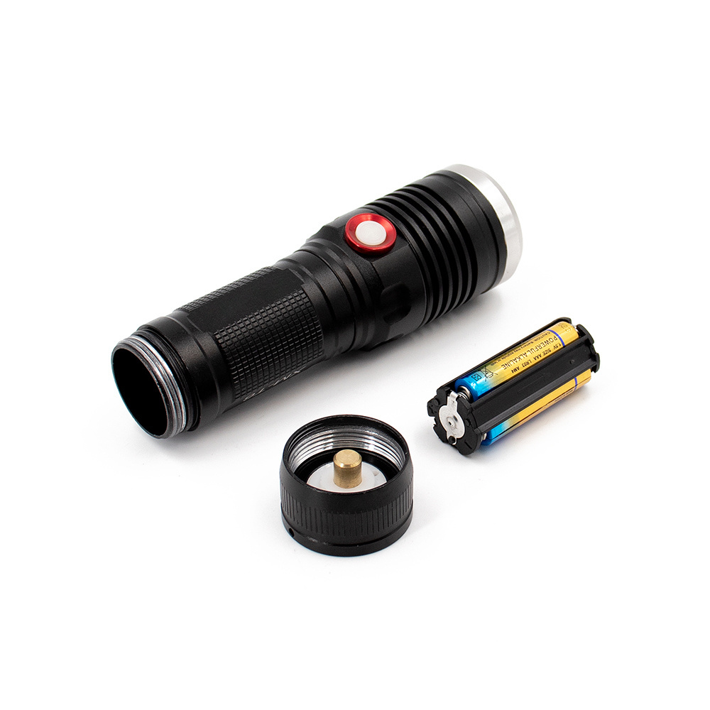 High power T6 Micro rechargeable LED torch Black Aluminum Heavy duty adjustable custom flashlight