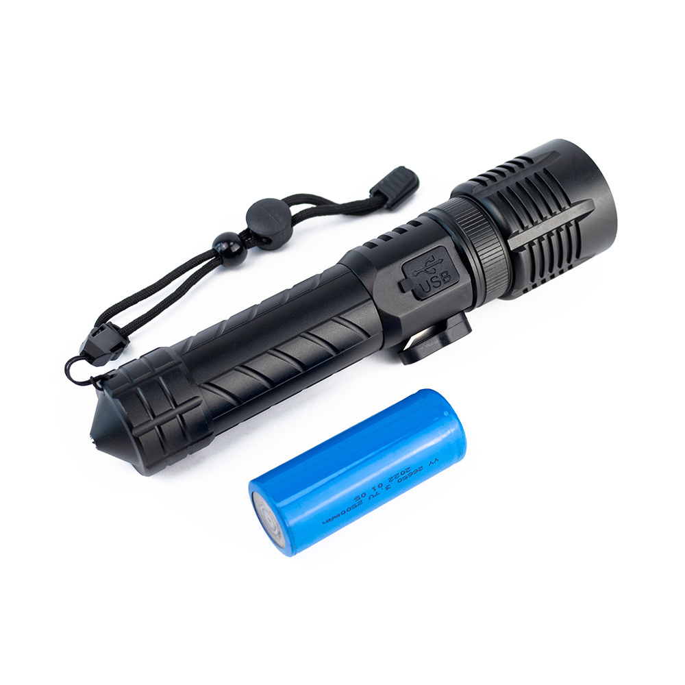 Aluminum P50 LED high lumen powerful brightness torch with safety hammer and belt cutter  emergency flashlight