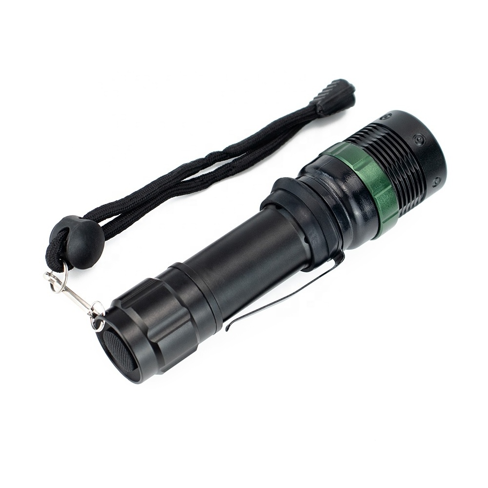 Portable Tactical Flashlight with T6 Zoomable Clip Torch 3 Modes Durable Aluminum ABS